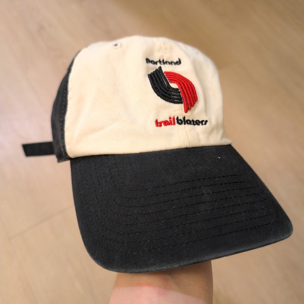 47 Twins Portland Trail Blazers Hat NBA Hardwood Classics Cream Black OSFA